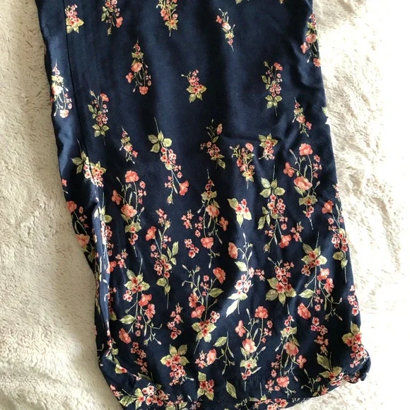 Navy and Pink Floral Off The Shoulder Top and Wide Leg Pants Set - Picture 12 of 13